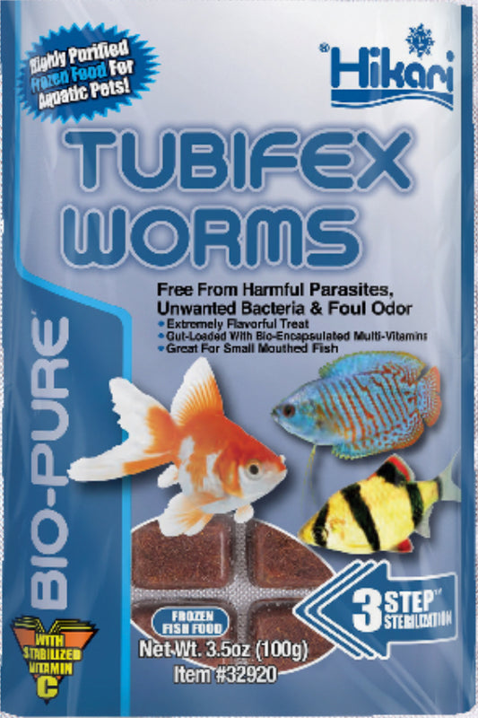 HIKARI TUBIFEX WORMS FROZEN FOOD 3.5OZ CUBES